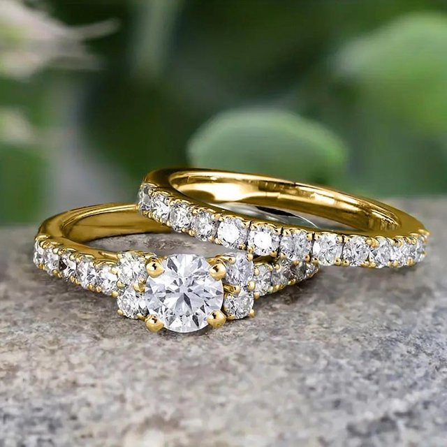 Huitan Ring-Set, Messing, Zirkonia, Schwarz, Damen - Bild 1