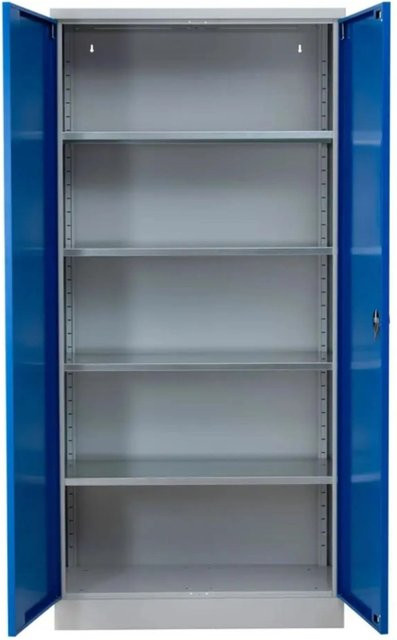 PROREGAL Stahlschrank Bee mit 8 verstellbaren Fachböden und Schließsystem, Grau-Blau, H x B x T: 195 x 92 x 42 cm - Bild 1