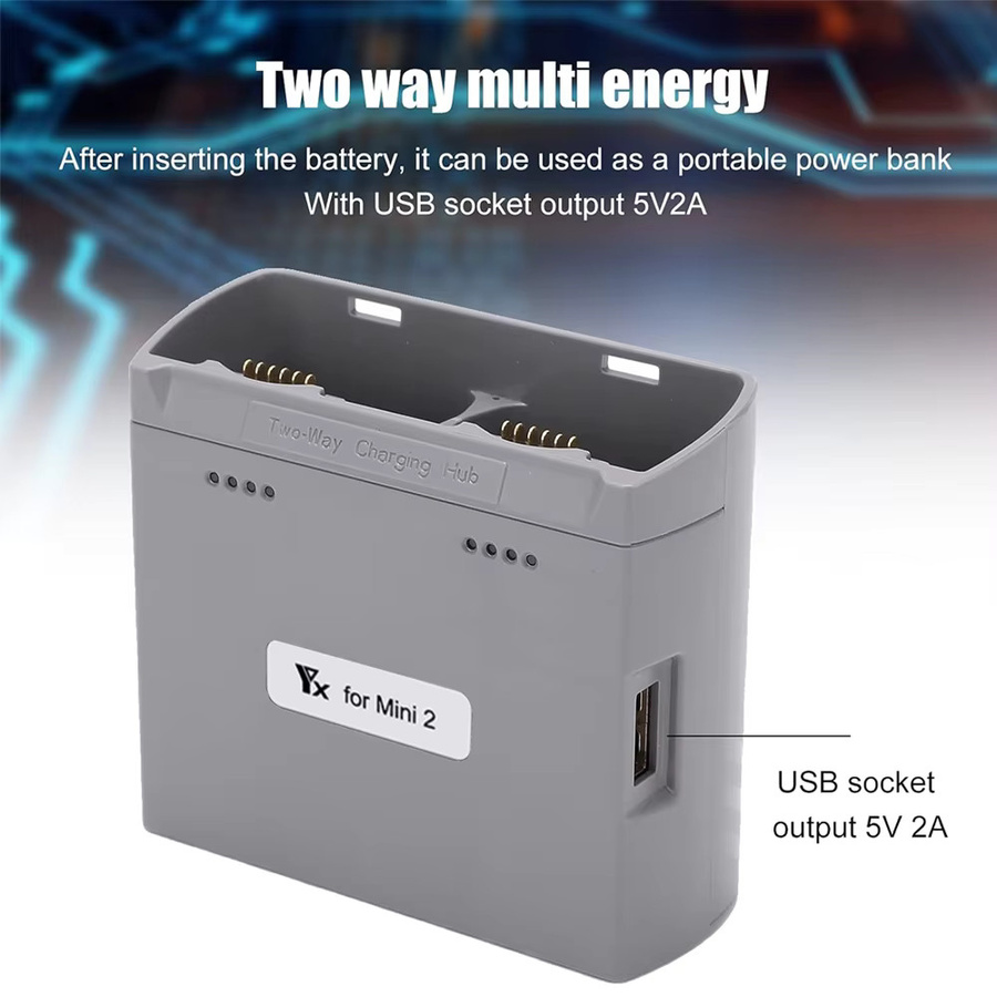 YANHAO Intelligentes Ladegerät mit USB-Anschluss für DJI Mini 2 und Mini Drohnen-Akkus, Grau - Bild 4