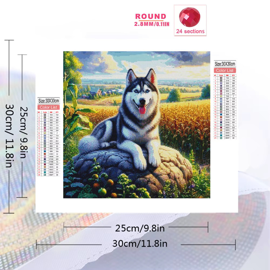 Evershine DIY Hund Diamant Stickerei Wolf Mosaik Bild mit runden Strasssteinen, Multicolor, B/H: 20 x 20 cm - Bild 2