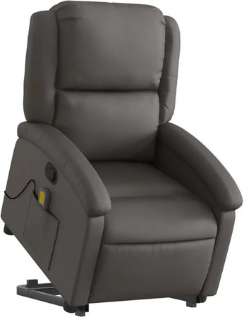 vidaXL Massagesessel mit Aufstehhilfe aus Echtleder in Grau