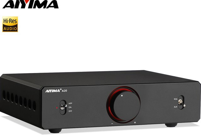AIYIMA Audio A20 Stereo-Leistungsverstärker in Schwarz, 2.0 HiFi-Verstärker mit PFFB und HPF Hochpassfilter für passive Lautsprecher - Bild 1