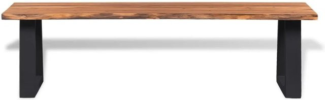 vidaXL Sitzbank aus Akazienholz und Metall im Industrial Design, Braun/Schwarz, B: 145 cm, H: 45 cm, T: 40 cm - Bild 1