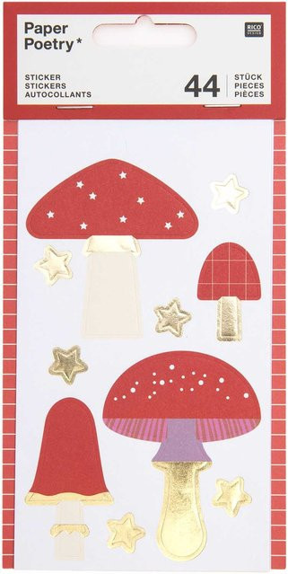 Rico Design Paper Poetry Sticker Pilze 4 Blatt - Bild 1