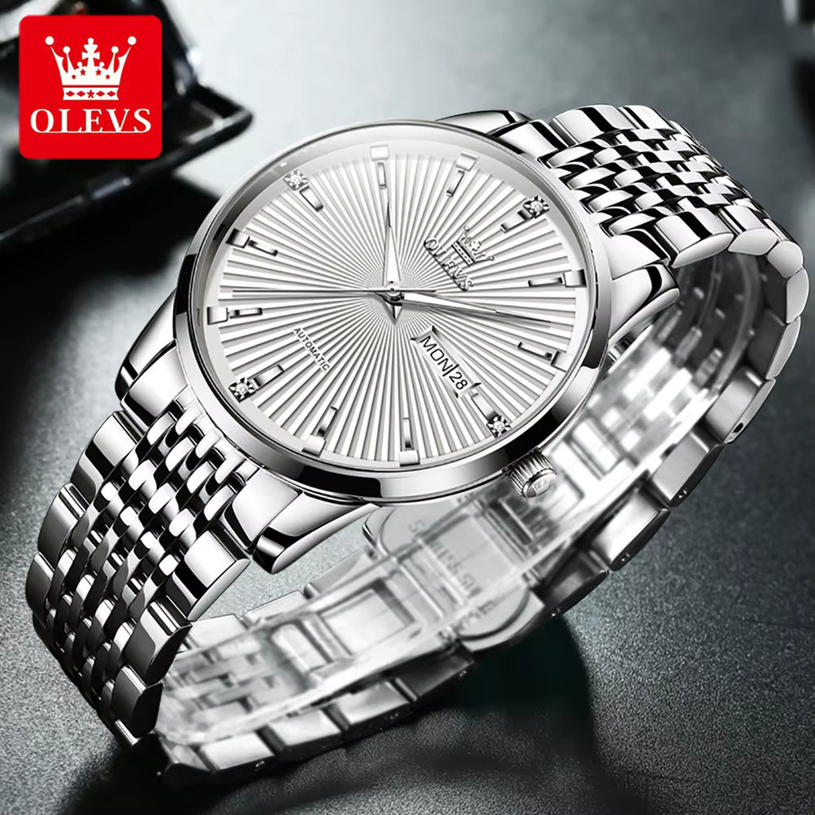 OLEVS Armbanduhr Automatik, Edelstahl, Silber, Herren - Bild 2