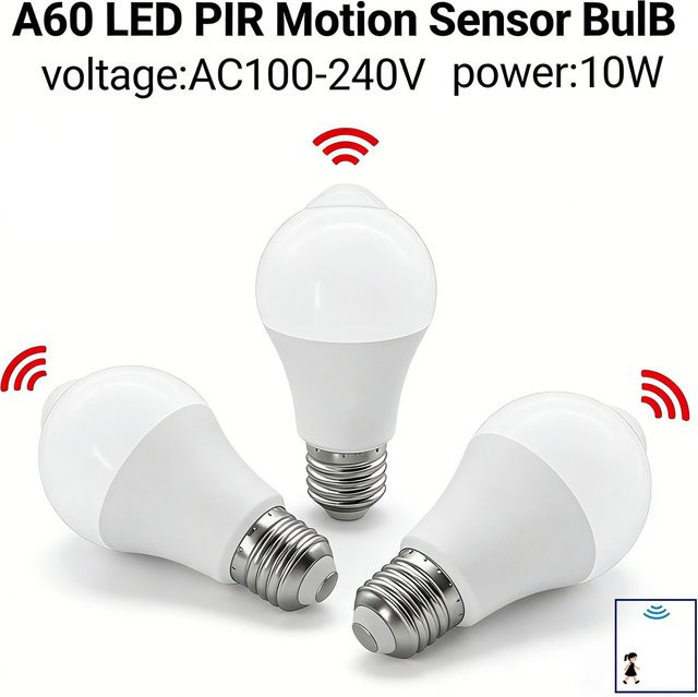 Gatetop E27 LED-Glühbirne mit PIR-Bewegungsmelder, 10 W, Cool White, Weiß - Bild 1