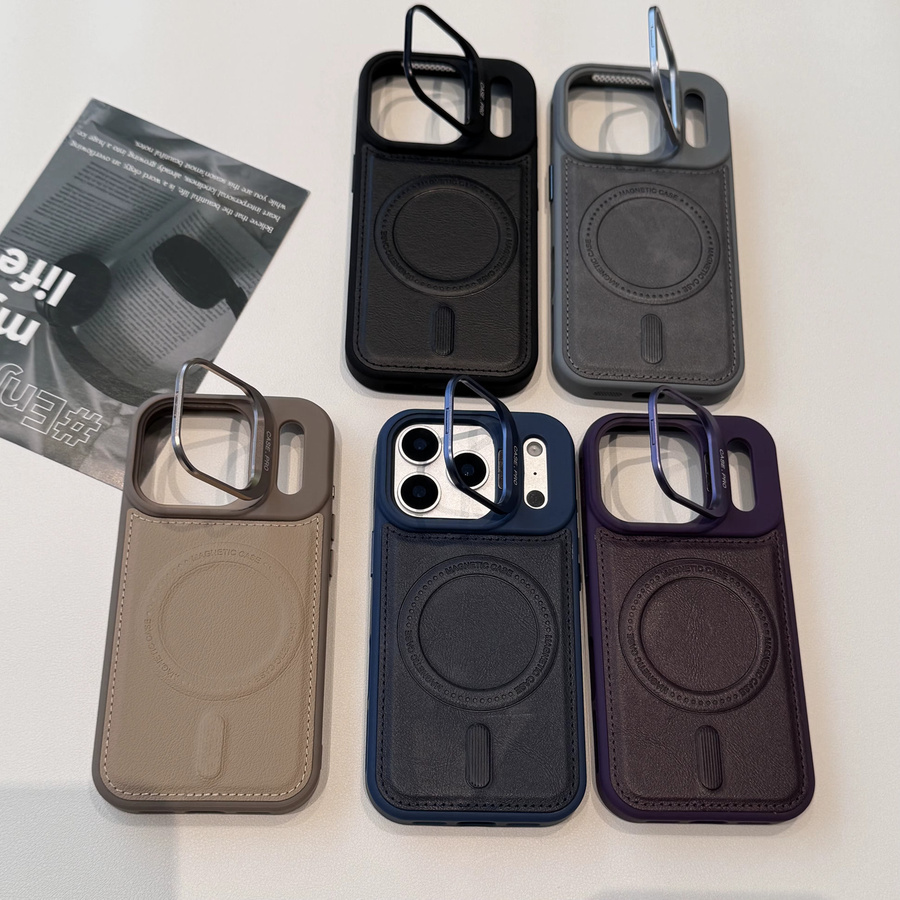 Luxuriöse Business-Handyhülle aus Leder mit Magnetverschluss und Objektivschutz für iPhone 17 Pro Max, 16 Plus, 15, 14, 13 mit MagSafe, Blau/Mehrfarbig - Bild 3