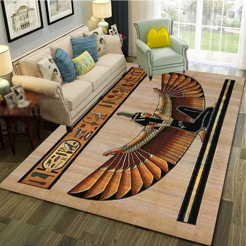 VIKAMA Flanellteppich mit antikem Ägypten Horus-Gott-Design, waschbare Bodenmatte in Multicolour für Wohnzimmer und Schlafzimmer - Bild 2