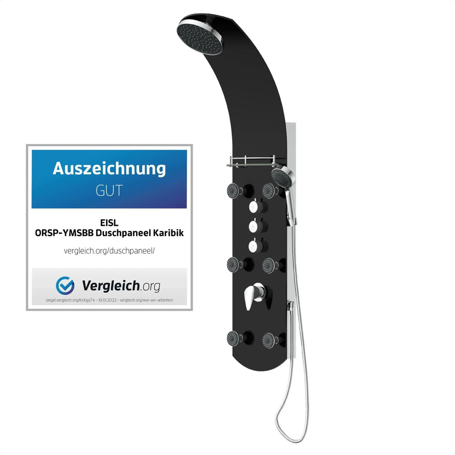 Eisl Duschpaneel Karibik 3 in 1 mit Regendusche und sechs Massagedüsen in Schwarz - Bild 2