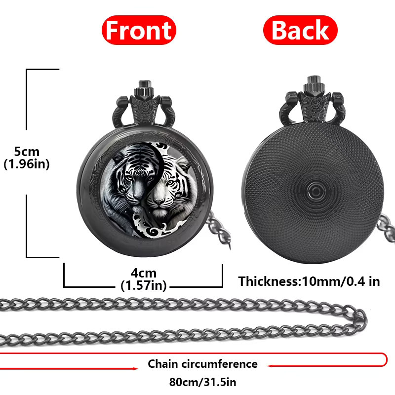 wecin Taschenuhr Halskette Anhänger, Quarz, Schwarz, Unisex - Bild 5