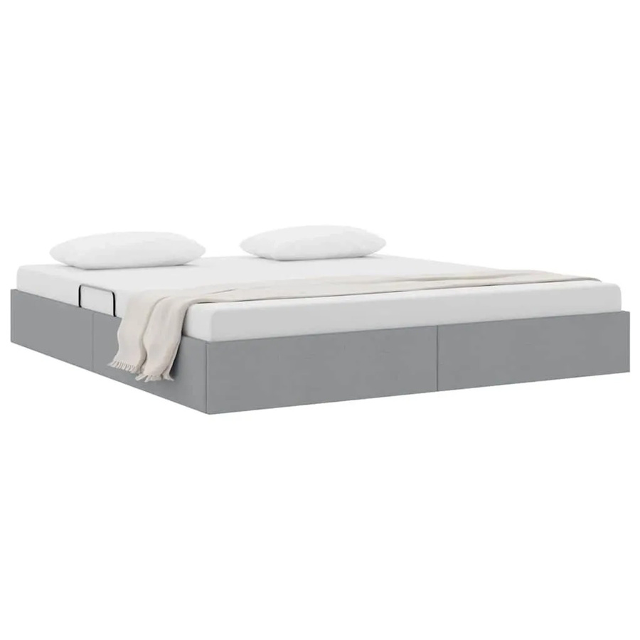 vidaXL Aufbewahrungsbett mit Matratze in Hellgrau, modernes Bett mit Lift-up-Funktion aus Stoff und Metall, B/T/H: 180 x 200 x 78 cm - Bild 2