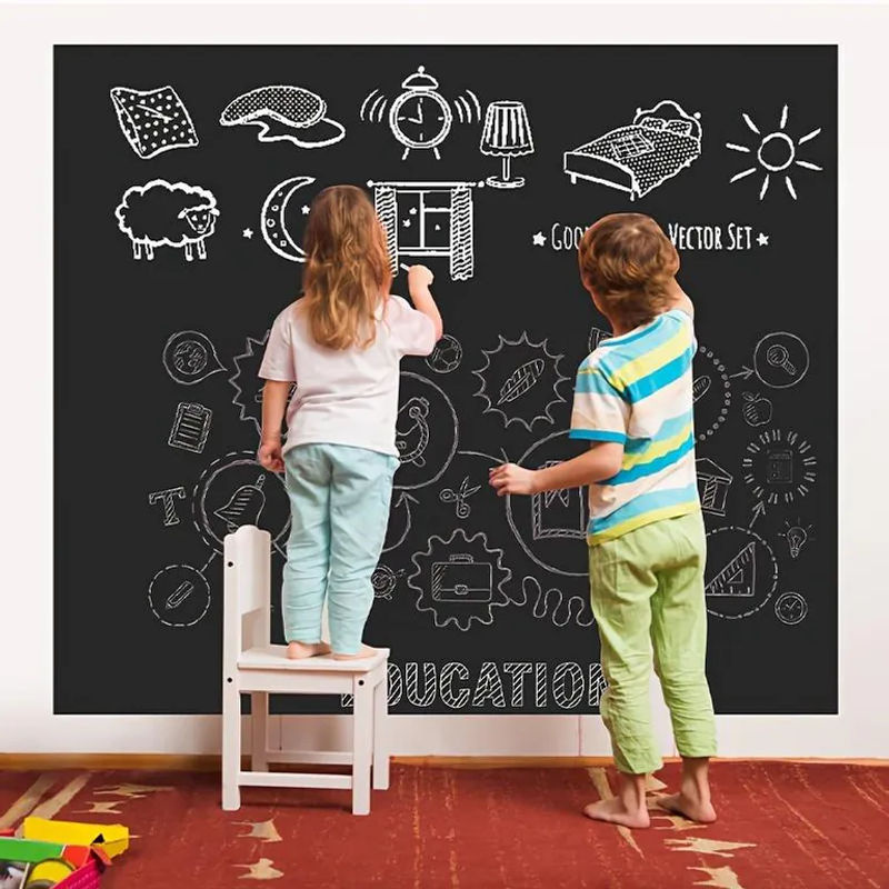 Selbstklebende Kreidetafel-Wandaufkleber von SZ-Damai in Schwarz, löschbare Tafel-Tapete für Heimgebrauch und Unterricht, B: 45,6 cm, H: 200,9 cm - Bild 4
