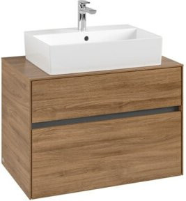 V&B Waschtischunterschrank Collaro in Kansas Oak mit mittiger Waschtischöffnung, B/T/H: 80 x 54,8 x 50 cm - Bild 1