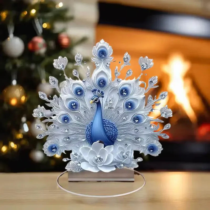Elegante Pfauenfigur von ouhoe in Blau als dekoratives Ornament für dein Büro und dein Zuhause - Bild 4