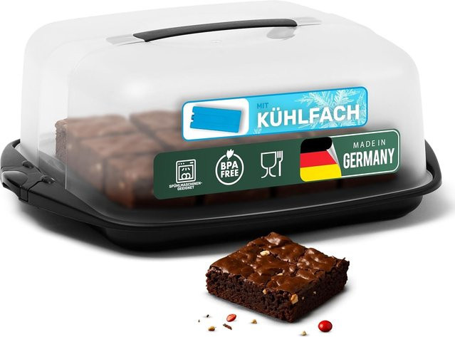 Novaliv 3er-Set Kuchen-Transportboxen aus transparentem Kunststoff mit Deckel, B/T/H: 38 x 33 x 15 cm - Bild 1