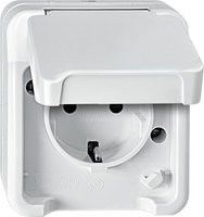 Merten AQUASTAR Schutzkontakt-Steckdose Polarweiß IP44 Aufputz MEG2400-8019 - Bild 1