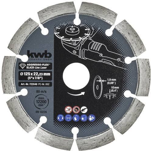 Kwb Diamanttrennscheibe für Stein und Beton, Farbe: Grau, Durchmesser: 125 mm, Bohrungs-Ø: 22 mm - Bild 1