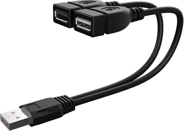 2-Port USB-Splitter-Verlängerungskabel Schwarz für Ladefunktion und Datenübertragung - Bild 1