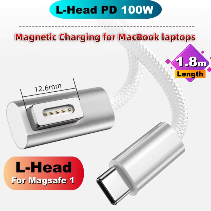 VRG USB-C auf MagSafe 1/2 Magnetischer Ladeadapter mit 100 W PD Schnellladefunktion, 1,8 m Kabellänge für MacBook und USB-C Geräte - Bild 4