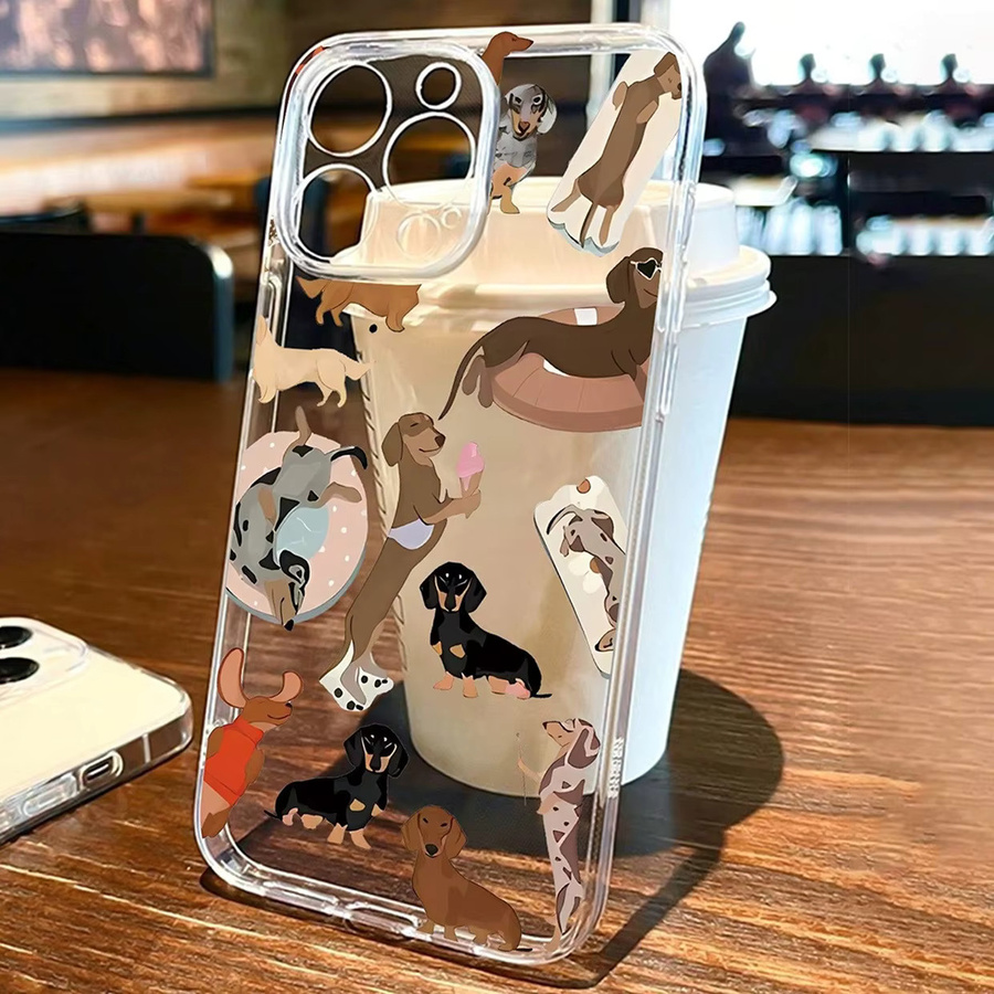 Transparente TPU-Handyhülle mit Dackel-Muster für iPhone 17 Air Pro Max, 16, 15, 14, 13, 12, 11 und weitere Modelle - Bild 2