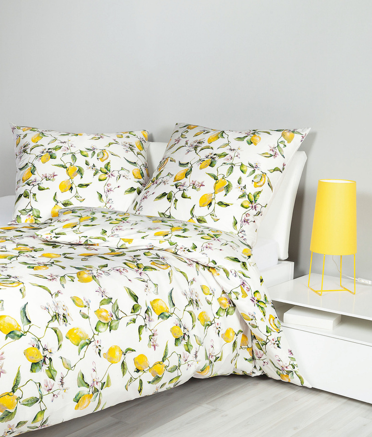Janine Baumwoll Bettwäsche Modern Art Floral in Gelb Weiß Multicolour mit Reißverschluss - Bild 1