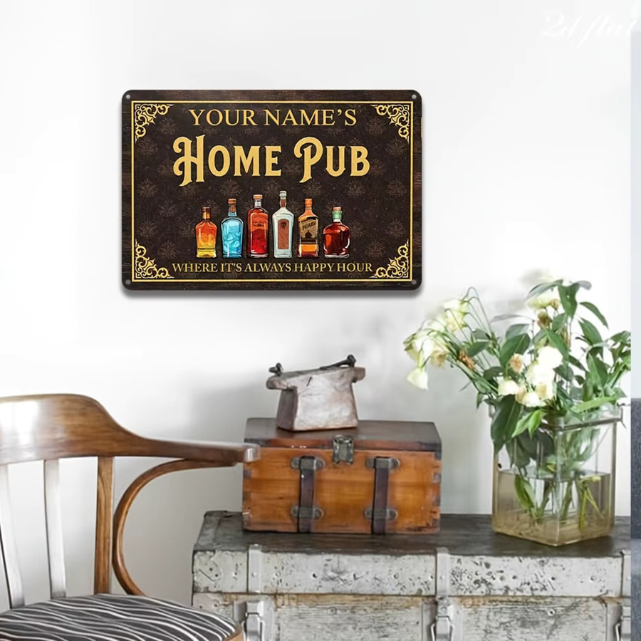 Personalisiertes Retro-Bar-Metallschild von CIFBUY in Rot als dekoratives Aluminiumschild für Zuhause, Café oder Restaurant - Bild 3