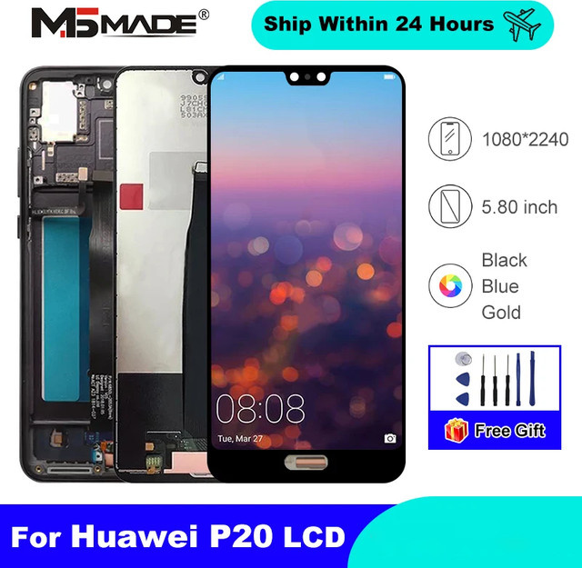 Huawei P20 Ersatz Display mit Touchscreen Digitizer Montage in Schwarz, 5,8 Zoll für EML-L29 und EML-L09 - Bild 1