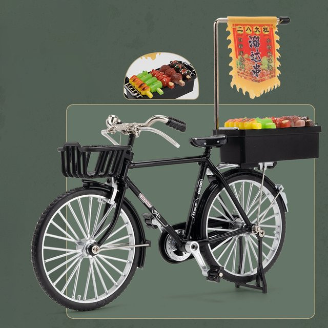 HAOCHI Grillwagen Mountainbike Modell, Spielzeugauto, 1:8, Metall, Schwarz - Bild 1