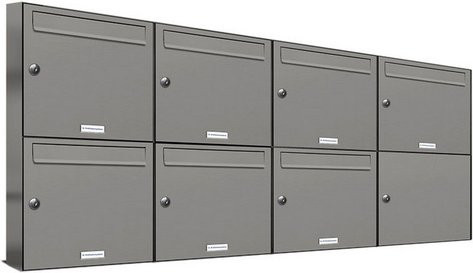 AL Briefkasten für 7 Parteien, Aufputzmontage, grau, B/H/T: 153,85 x 68,4 x 11,6 cm - Bild 1