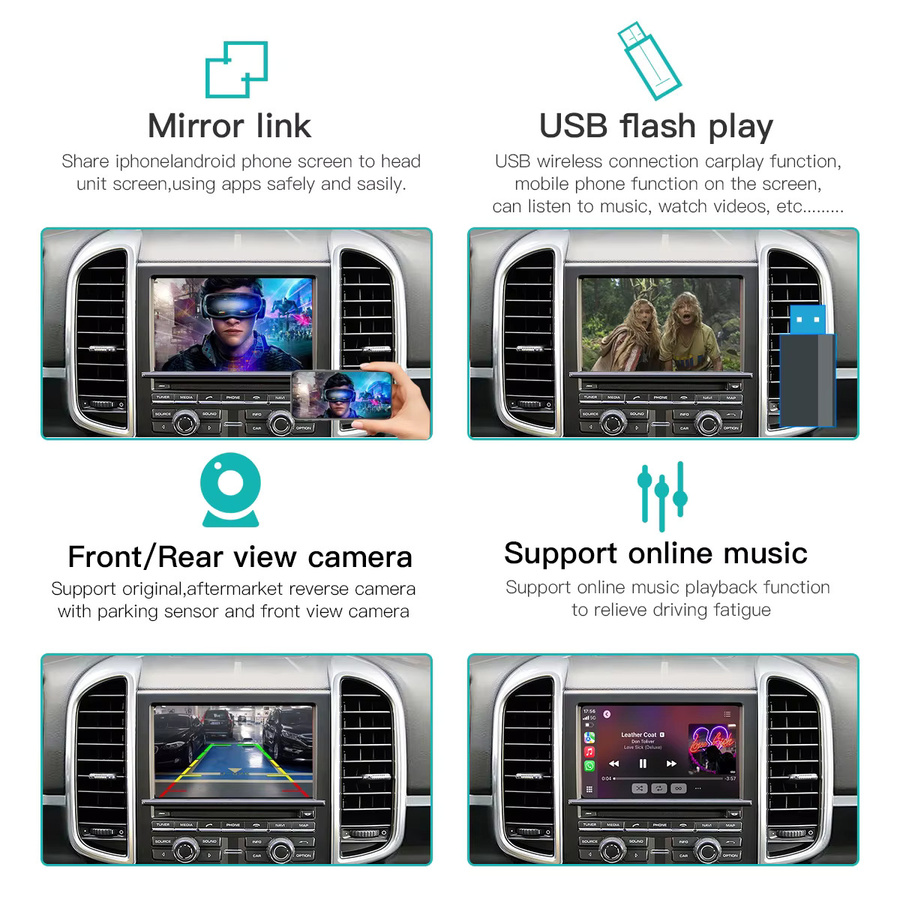 AUTOABC Drahtloses CarPlay und Android Auto Adapter Modul für Porsche PCM 3.1, Schwarz - Bild 2