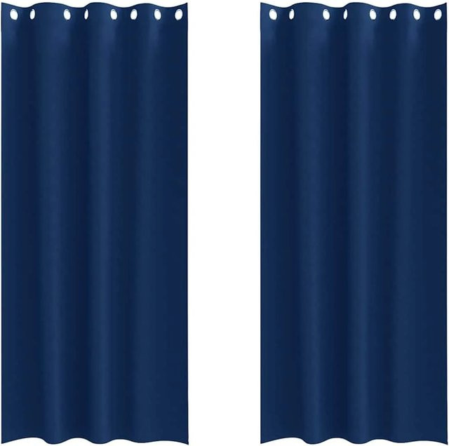 vidaXL Verdunkelungs-Vorhang aus Polyester in Dunkelblau mit Ringen und thermischer Isolierung - Bild 1
