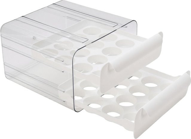 Fishine Eierhalter transparent, stapelbarer 2-stöckiger Eierbehälter mit Schubladen für den Kühlschrank - Bild 1