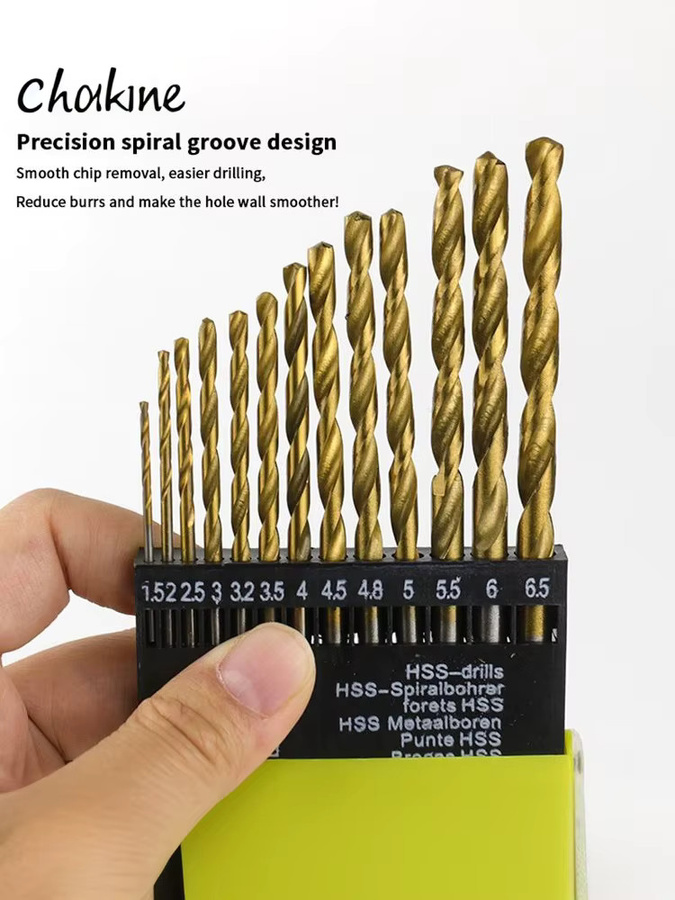 13-teiliges Twist Bohrer Set in Silber und Gold für Holz, Metall, Keramik, Fliesen, Glas, Marmor und Beton, Durchmesser 1,5 mm bis 6,5 mm - Bild 7