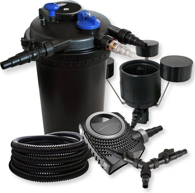 Sunsun Druckteichfilter Set für bis zu 30000 Liter mit Uvc Neo8000 70W, Skimmer und 25m Schlauch in Schwarz - Bild 1