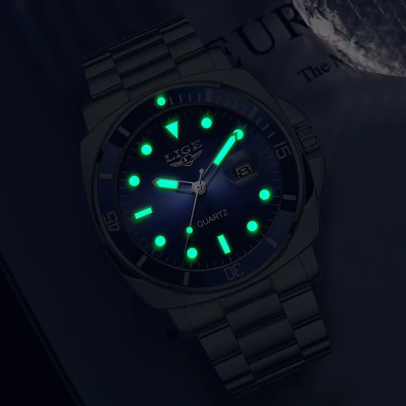 LIGE Armbanduhr Quarz, Edelstahl, Blau, Herren - Bild 4