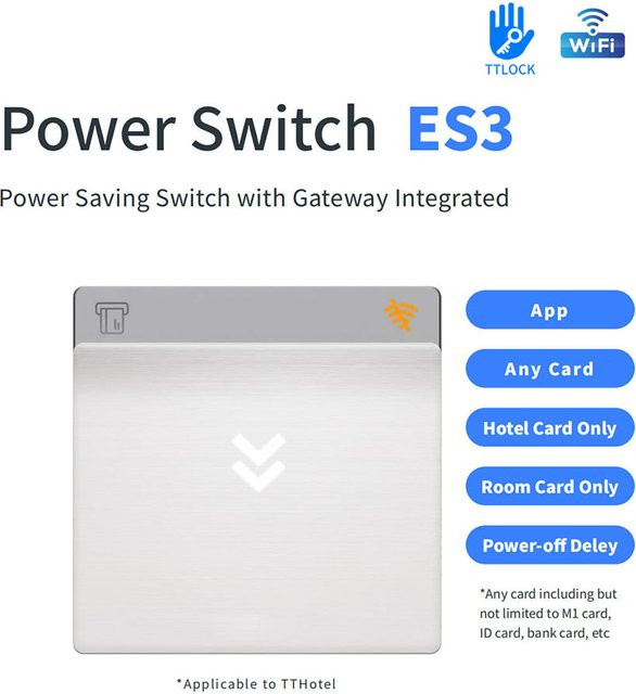 LUCKING DOOR ES3 Wifi TTLOCK TTHotel Power Saver Energie-Schalter mit 13,56 MHz S50 RFID-Kartenleser und App-Steuerung in Weiß - Bild 1