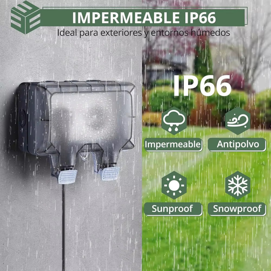 EIOMR IP66 wasserdichte und staubdichte Steckdosenbox für den Außenbereich, grau, B/T/H: 150,0 x 114,0 x 96,0 cm - Bild 2