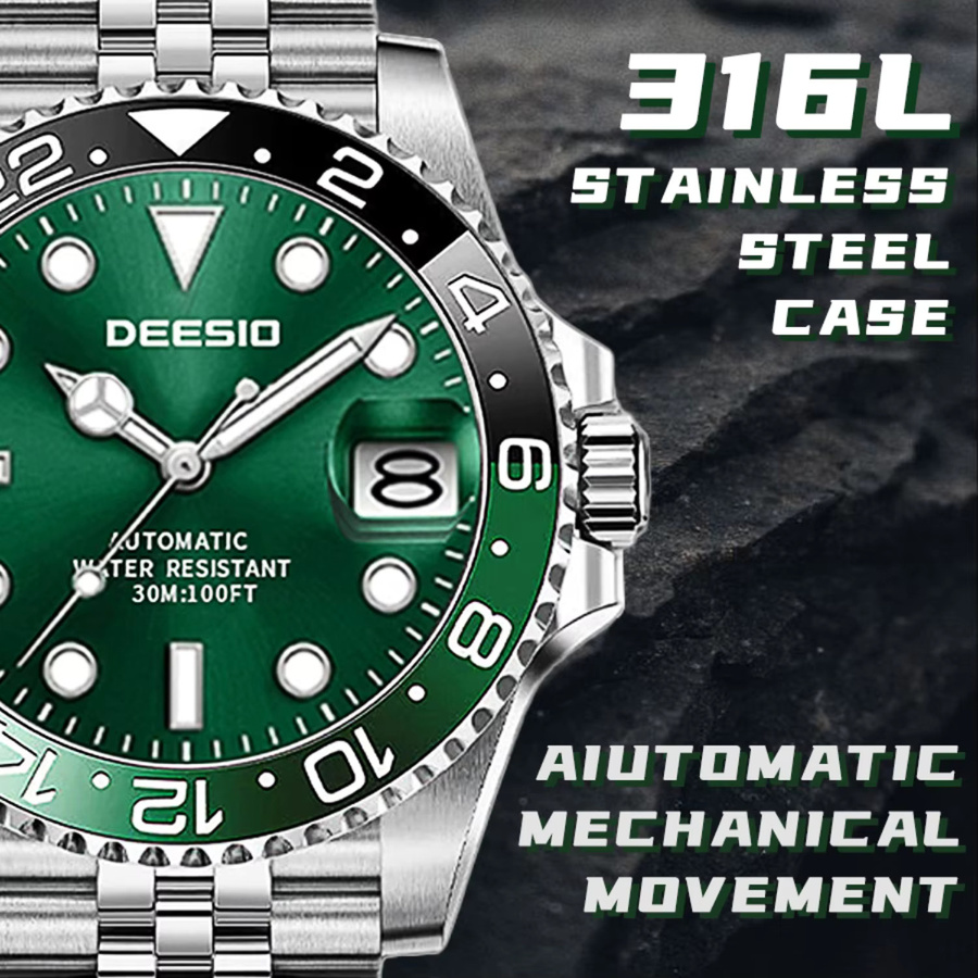 Deesio Armbanduhr Automatik, Edelstahl, Silber, Herren - Bild 3