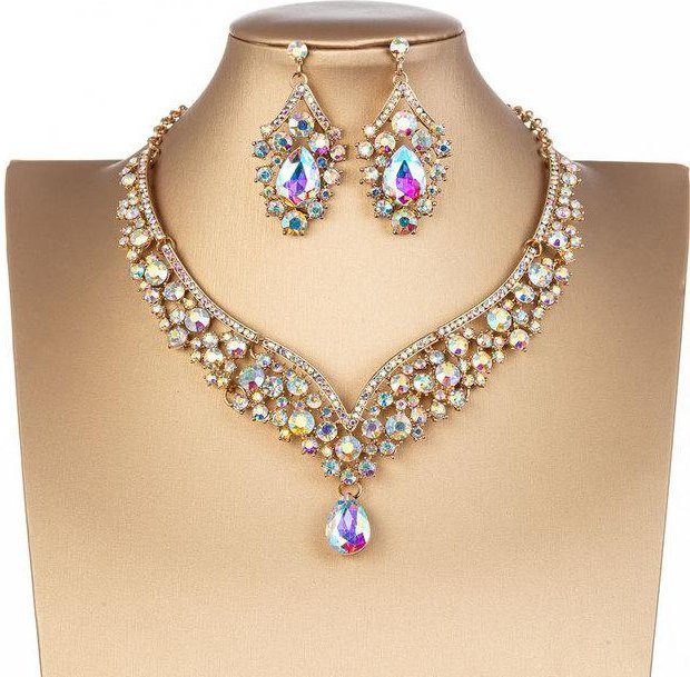 Wucifang Jewelry Schmuck-Set, Zirkonia, Kristall, beige, Damen - Bild 1