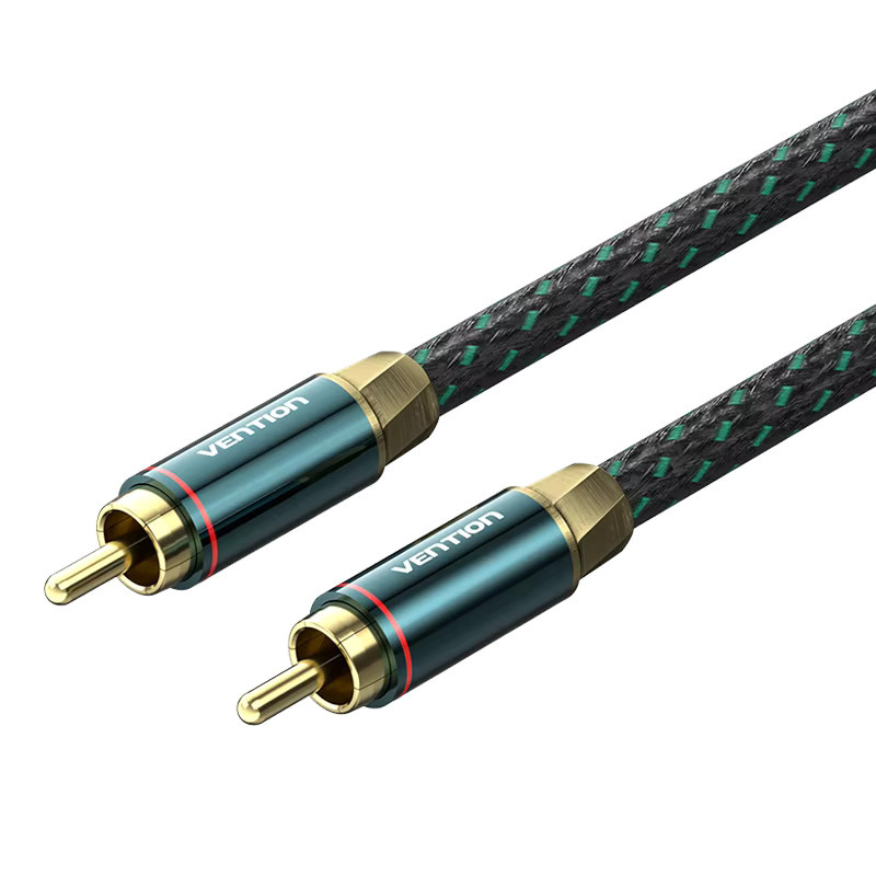 Vention Hi-Fi-Koaxial-Audiokabel mit RCA-Steckern, versilberte Baumwolle, geflochten, Schwarz/Grün - Bild 6