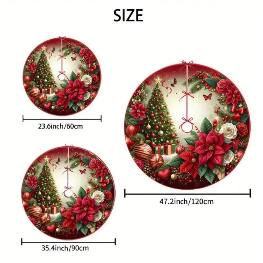 VIKAMA Weihnachtsbaumrock in Multicolour mit floralem Design und klassischem Textil-Stil - Bild 3