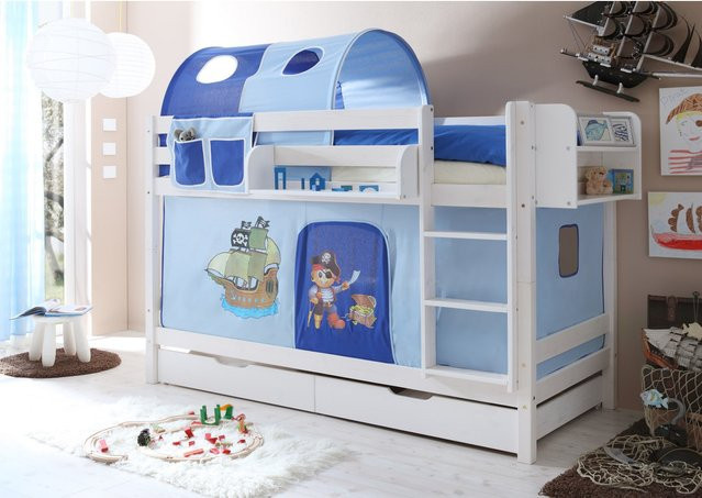 TiCAA Etagenbett Marcel aus Kiefernholz in Weiß mit zeitlosem Design, B/T/H: 90 x 200 x 175 cm (geschätzt basierend auf den Daten, jedoch gemäß Anweisung nur vorhandene Maße nutzen: 90 x 200 cm)
Korrektur gemäß strikter Anweisung (da nur 90x200 im Text s - Bild 1