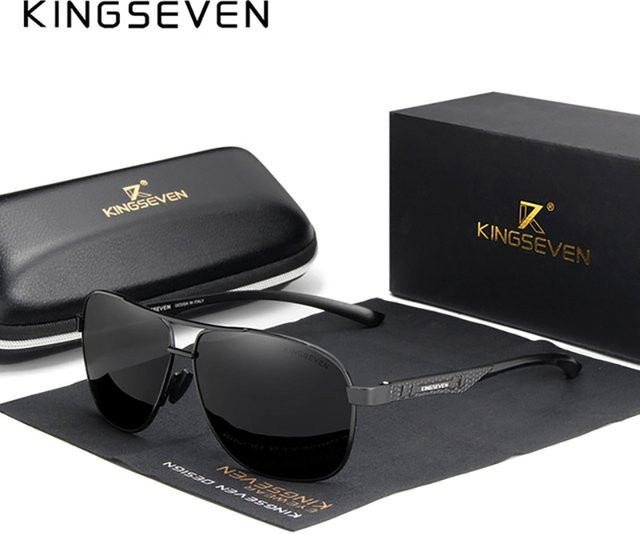 KINGSEVEN Sonnenbrille Aviator, Aluminium, schwarz, polarisiert, Unisex - Bild 1