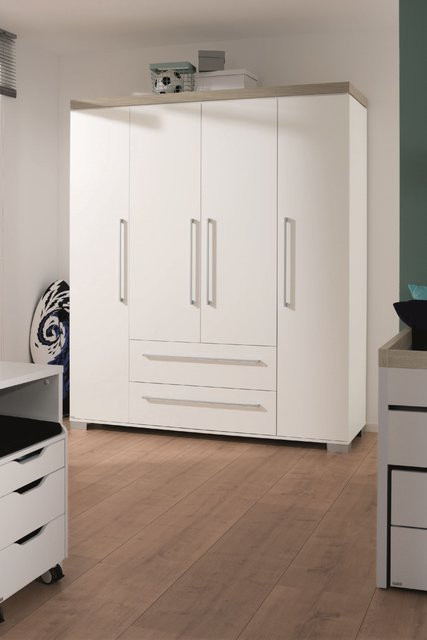 Kleiderschrank PAIDI KIRA für Kinder in Weiß und Eiche mit Soft-Close-Türen, B/T/H: 176 x 56 x 206 cm - Bild 1