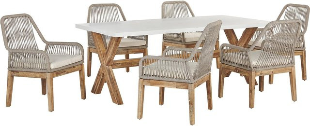 Beliani Gartentisch Set OLBIA in Creme mit B/T/H: 200 x 100 x 89 cm - Bild 1