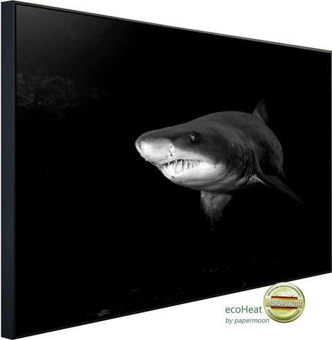papermoon EcoHeat Infrarotheizung Haifisch Schwarz Weiss mit Matt-Effekt und App-Steuerung - Bild 1