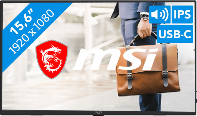 MSI PRO MP165 E6 Monitor mit 16,0 Zoll Full HD IPS Display in Schwarz und USB-C Anschluss - Bild 1