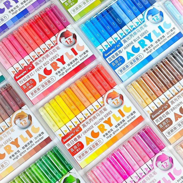 12-Farben-Acryl-Marker-Set mit weicher Spitze für Kinder zum Bemalen von Stein, Keramik, Glas, Holz und Stoff in Multicolour - Bild 1