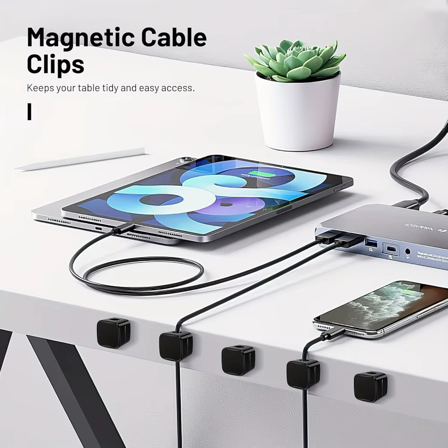 Maerknon Tragbare Magnetische Kabel Clips zur Kabelorganisation für Maus und Kopfhörer in Schwarz und Weiß - Bild 5