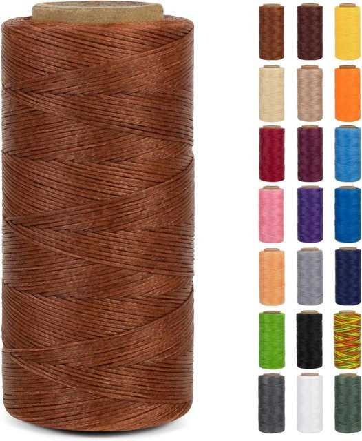 Gewachster Lederwachsfaden aus Polyester für Bastelarbeiten und Buchbindung, 220 m, Durchmesser: 1 mm, Farben: Rot und Braun - Bild 1